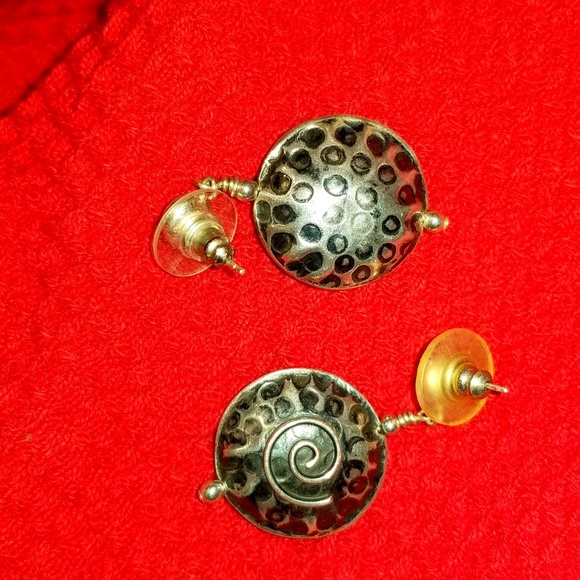 Sterling Tribal Hammered Earrings - Picture 4 of 5